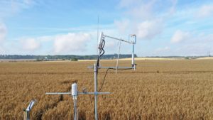 Eddy covariance flux tower in a wheat field