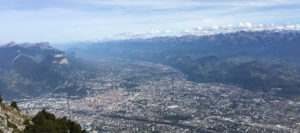 Photograph of the highly urbanised Grenoble valley in the French Alps